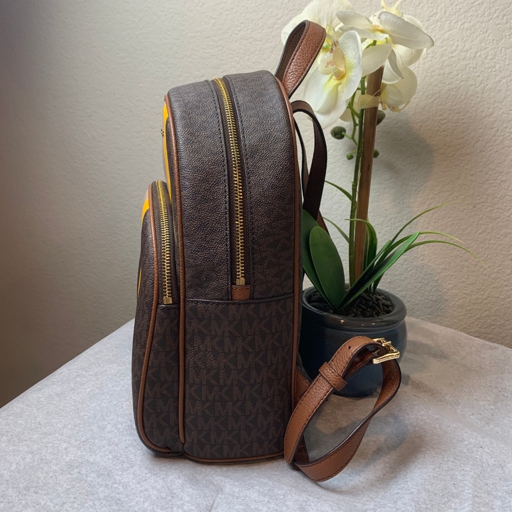 MK Medium Brown Multi Abbey Backpack Large Stripe - Picture 3 of 6